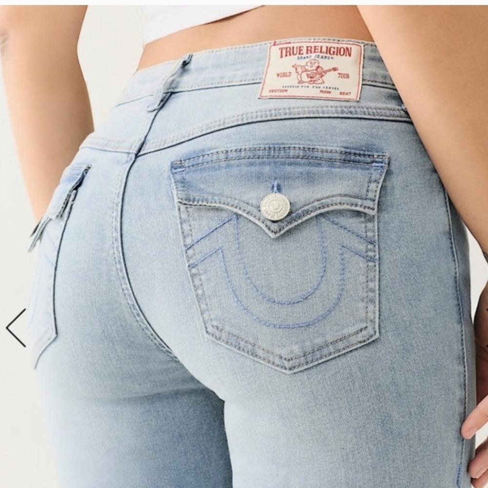 True Religion Becca Mid Rise Flap Pocket, Bootcut Light Wash Jeans 29 NWT